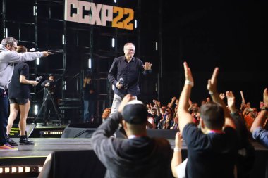 1 Aralık 2022, Sao Paulo, Brezilya: Sinemark Cub Stage 'in Thunder' ı üzerine bir konferans sırasında, dünyanın en büyük pop kültürü etkinliklerinden biri olan CCXP 'nin (Comic Con Experience) bir başka baskısı sırasında, film yapımcısı Fernando Meirelles