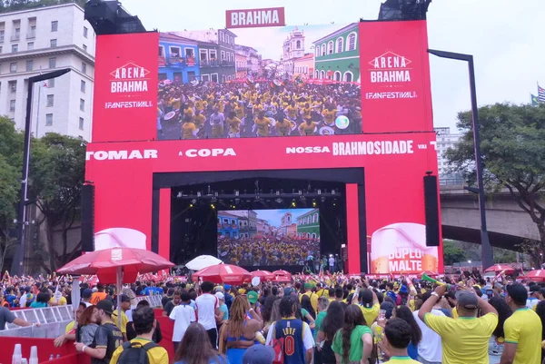 Декабря 2022 Года Сан Паулу Бразилия Фанаты Собираются Fifa Fan — стоковое фото