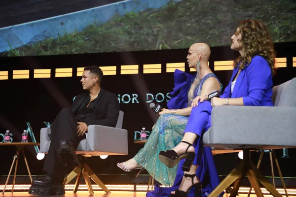 Sao Paulo 'daki CCXP 22 panelinde Amazon Prime Video serisinin yıldızları yer alıyor. 3 Aralık 2022, Sao Paulo, Brezilya: Ismael Cruz Cordova, Cynthia Addai-Robinson, Sara Zwangobani ve Trystan Gravelle