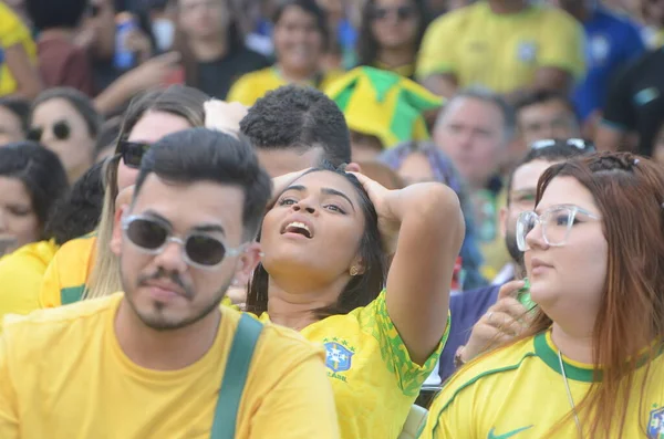 Fans Kijken Naar Wedstrijd Tussen Brazilië Korea Voor Ronde Van — Stockfoto