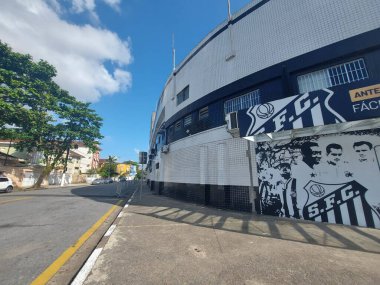 Santos 'taki Pele' ye haraç. 24 Aralık 2022, Santos, Sao Paulo, Brezilya: Urbano Caldeira Stadyumu 'nun ön cephesi, Vila Belmiro, Santos, Sao Paulo' nun güney kıyısı, 24 Cumartesi (24).)