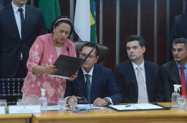 Fatima Bezerra, Rio Grande do Norte Valisi seçildi. 01 Ocak 2023, Natal, Rio Grande do Norte, Brezilya: Rio Grande do Norte 'nin yeni seçilen valisi, Fatima Bezerra ve vali yardımcısı Walter Alves