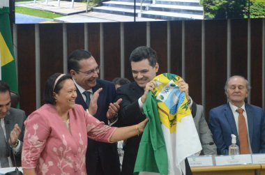 Fatima Bezerra, Rio Grande do Norte Valisi seçildi. 01 Ocak 2023, Natal, Rio Grande do Norte, Brezilya: Rio Grande do Norte 'nin yeni seçilen valisi, Fatima Bezerra ve vali yardımcısı Walter Alves