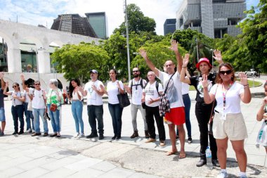 Daniel için barışçıl protesto, Rio de Janeiro 'da son tur rehberi. 10 Ocak 2023, Rio de Janeiro, Brezilya: Tur rehberi Daniel Mascarenhas Xavier da Silva 'nın akrabaları ve arkadaşları Rio de Janeiro şehir merkezinde bıçaklanarak öldürüldü.