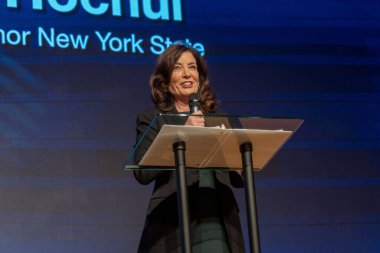 Governor Hochul Stands By Chief Judge Nominee. January 15, 2023, New York, New York, USA: New York State Governor Kathy Hochul argues Hector LaSalle deserves top court seat at Primitive Christian Church on January 15, 2023 in New York City.    clipart