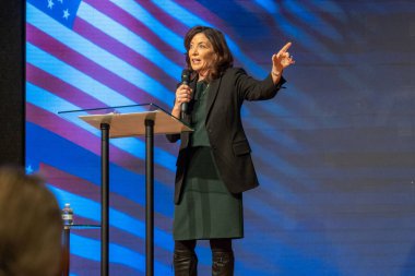 Governor Hochul Stands By Chief Judge Nominee. January 15, 2023, New York, New York, USA: New York State Governor Kathy Hochul argues Hector LaSalle deserves top court seat at Primitive Christian Church on January 15, 2023 in New York City.   
