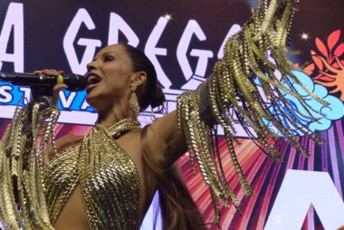 Wanessa Camargo performs during Pre-Carnival Block in Sao Paulo. January 22, 2023, Sao Paulo, Brazil: The second night of the Agrada Gregos festival had concerts by Wanessa Camargo and Axe star Carla Cristina at Komplexo Tempo na Mooca 