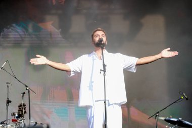 Criolo performs during Festival of Pre Carnival Block of Silva in Sao Paulo. January 21, 2023, Sao Paulo, Brazil: Brazilian singer, Criolo, performs today at Memorial da America Latina at Bloco do Silva with several singers and blocks