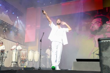 Criolo performs during Festival of Pre Carnival Block of Silva in Sao Paulo. January 21, 2023, Sao Paulo, Brazil: Brazilian singer, Criolo, performs today at Memorial da America Latina at Bloco do Silva with several singers and blocks