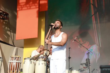 Criolo performs during Festival of Pre Carnival Block of Silva in Sao Paulo. January 21, 2023, Sao Paulo, Brazil: Brazilian singer, Criolo, performs today at Memorial da America Latina at Bloco do Silva with several singers and blocks