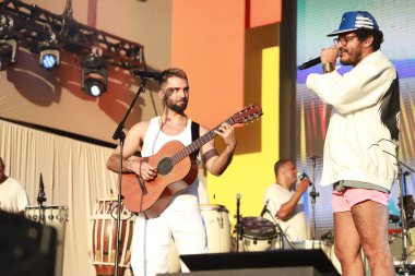 Criolo performs during Festival of Pre Carnival Block of Silva in Sao Paulo. January 21, 2023, Sao Paulo, Brazil: Brazilian singer, Criolo, performs today at Memorial da America Latina at Bloco do Silva with several singers and blocks