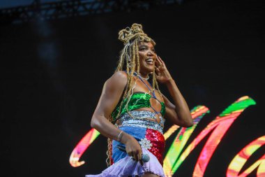 Majur performs live at Nomad Music Festival in Sao Paulo. January 22, 2023, Sao Paulo, Brazil: Majur performs live at Nomad music festival held at the Latin America Memorial with several singers.