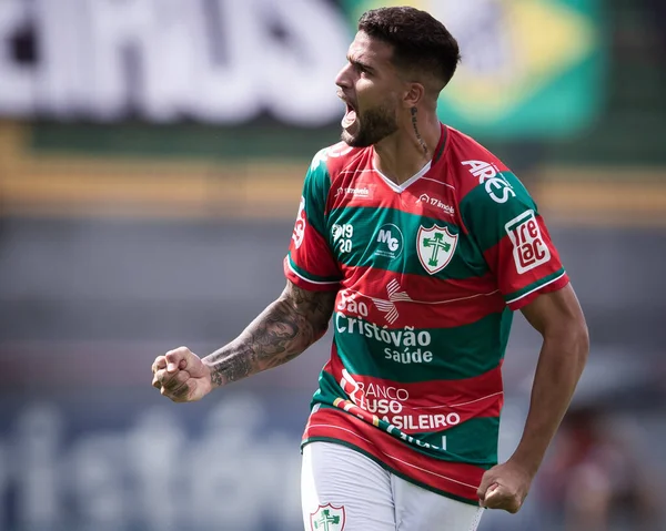 Paulista Soccer Championship: Portuguesa Vs Bragantino. January 21, 2023, Sao Paulo, Brazil: Portuguesa players celebrate their victory during a soccer match against RB Bragantino, valid for the 3rd round 