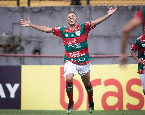 Paulista Soccer Championship: Portuguesa Vs Bragantino. January 21, 2023, Sao Paulo, Brazil: Portuguesa players celebrate their victory during a soccer match against RB Bragantino, valid for the 3rd round 
