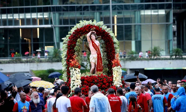 Cardinal Archbishop Rio Dom Orani Joao Tempesta Participates Procession Saint — Stockfoto