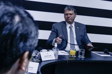 Tarcisio, Governor of Sao Paulo meets Governments official. January 24, 2023, Sao Paulo, Brazil: The Governor of Sao Paulo Tarcisio De Freitas and the Lieutenant Governor Felicio Ramuth meet with the Mayor of Sao Paulo, Ricardo Nunes