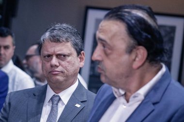 Tarcisio, Governor of Sao Paulo meets Governments official. January 24, 2023, Sao Paulo, Brazil: The Governor of Sao Paulo Tarcisio De Freitas and the Lieutenant Governor Felicio Ramuth meet with the Mayor of Sao Paulo, Ricardo Nunes