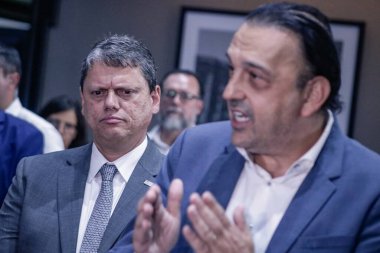 Tarcisio, Governor of Sao Paulo meets Governments official. January 24, 2023, Sao Paulo, Brazil: The Governor of Sao Paulo Tarcisio De Freitas and the Lieutenant Governor Felicio Ramuth meet with the Mayor of Sao Paulo, Ricardo Nunes