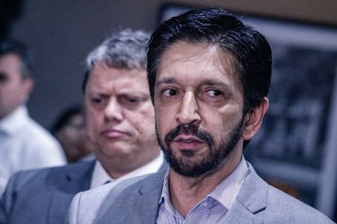 Tarcisio, Governor of Sao Paulo meets Governments official. January 24, 2023, Sao Paulo, Brazil: The Governor of Sao Paulo Tarcisio De Freitas and the Lieutenant Governor Felicio Ramuth meet with the Mayor of Sao Paulo, Ricardo Nunes