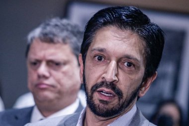 Tarcisio, Governor of Sao Paulo meets Governments official. January 24, 2023, Sao Paulo, Brazil: The Governor of Sao Paulo Tarcisio De Freitas and the Lieutenant Governor Felicio Ramuth meet with the Mayor of Sao Paulo, Ricardo Nunes