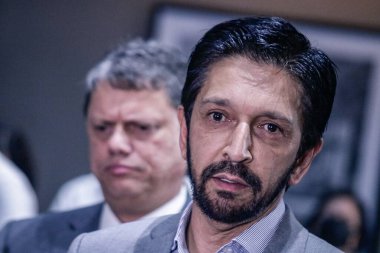 Tarcisio, Governor of Sao Paulo meets Governments official. January 24, 2023, Sao Paulo, Brazil: The Governor of Sao Paulo Tarcisio De Freitas and the Lieutenant Governor Felicio Ramuth meet with the Mayor of Sao Paulo, Ricardo Nunes