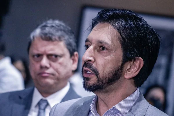 Tarcisio, Governor of Sao Paulo meets Governments official. January 24, 2023, Sao Paulo, Brazil: The Governor of Sao Paulo Tarcisio De Freitas and the Lieutenant Governor Felicio Ramuth meet with the Mayor of Sao Paulo, Ricardo Nunes