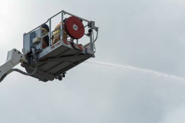 A commercial building on fire in Rio de Janeiro. January 25, 2023, Rio de Janeiro, Brazil: A commercial building on Avenida Marechal Floriano Peixoto, in the center of Nova Iguacu, in Baixada Fluminense, close to the Supervia Station