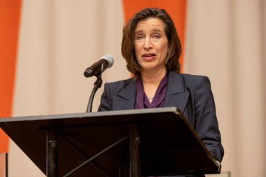 International Mock Trial on Human Rights. January 31, 2023, New York, New York, USA: Ms. Melissa Fleming, Under-Secretary-General for Global Communications, delivers opening remarks at a special event International Mock Trial on Human Rights 