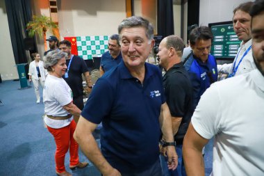 Florianopolis 'te Davis Kupası Çekilişi Basın Konferansı. 02 Şubat 2023, Florianopolis, Santa Catarina, Brezilya: Brezilya - Çin maçının beraberliği, Davis Kupası Dünya Playoff 'ları için geçerlidir.