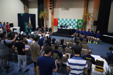 Florianopolis 'te Davis Kupası Çekilişi Basın Konferansı. 02 Şubat 2023, Florianopolis, Santa Catarina, Brezilya: Brezilya - Çin maçının beraberliği, Davis Kupası Dünya Playoff 'ları için geçerlidir.