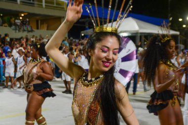 (Em cima da Hora Samba Okulu 'nun teknik provası. 4 Şubat 2023, Rio de Janeiro, Brezilya: En eski okullardan biri olan Em cima da Hora Samba Okulu 'nun A serisinin teknik provası