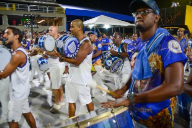 (Em cima da Hora Samba Okulu 'nun teknik provası. 4 Şubat 2023, Rio de Janeiro, Brezilya: En eski okullardan biri olan Em cima da Hora Samba Okulu 'nun A serisinin teknik provası