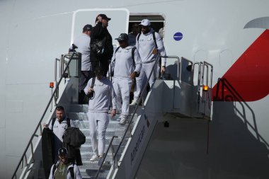 Goldwater Ulusal Muhafız Üssü-Arizona 'ya SuperbowlVII için Eagles Players' ın gelişi. 5 Şubat 2023, Phoenix, Arizona, ABD: Goldwater Ulusal Muhafız Üssü Arizona 'daki Philadelphia Eagles Oyuncuları SuperBowlVII maçı için geldiler 