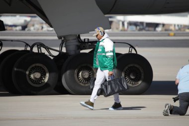 Goldwater Ulusal Muhafız Üssü-Arizona 'ya SuperbowlVII için Eagles Players' ın gelişi. 5 Şubat 2023, Phoenix, Arizona, ABD: Goldwater Ulusal Muhafız Üssü Arizona 'daki Philadelphia Eagles Oyuncuları SuperBowlVII maçı için geldiler 