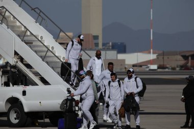 Goldwater Ulusal Muhafız Üssü-Arizona 'ya SuperbowlVII için Eagles Players' ın gelişi. 5 Şubat 2023, Phoenix, Arizona, ABD: Goldwater Ulusal Muhafız Üssü Arizona 'daki Philadelphia Eagles Oyuncuları SuperBowlVII maçı için geldiler 