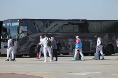 Goldwater Ulusal Muhafız Üssü-Arizona 'ya SuperbowlVII için Eagles Players' ın gelişi. 5 Şubat 2023, Phoenix, Arizona, ABD: Goldwater Ulusal Muhafız Üssü Arizona 'daki Philadelphia Eagles Oyuncuları SuperBowlVII maçı için geldiler 
