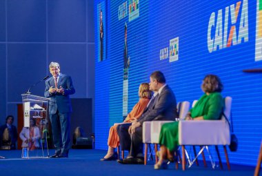 Opening ceremony of Caixa service network managers' meeting in Brasilia. February 07, 2023, Brasilia, Federal District, Brazil: Caixa President Rita Serrano participates in the opening ceremony of the CAIXA service network managers' meeting