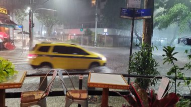 Heavy Rainfall hits Rio de Janeiro. February 07, 2023, Rio de Janeiro, Brazil: The city of Rio de Janeiro, enters into a state of attention, due to a heavy rainfall in the city.  Leblon neighborhood in Rio de Janeiro was flooded on Tuesday (07)