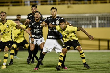 The Sao Bernardo do Campo team beats Corinthians for the Paulista Championship. February 9, 2023. Brazil, Sao Paulo, Sao Bernardo do Campo: Match between Sao Bernardo FC and Corinthians, valid for the 7th round of the Paulista Football Championship