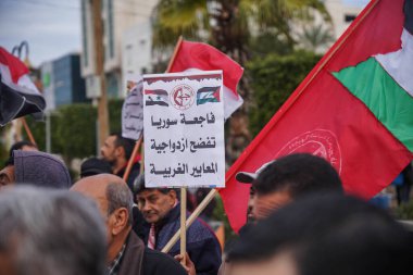 The Popular Front in Gaza organizes a stand in solidarity with Syria, February 9, 2023, Gaza, Palestine: The Popular Front organized a stand in solidarity in the middle of the Gaza Strip, due to the devastating earthquake