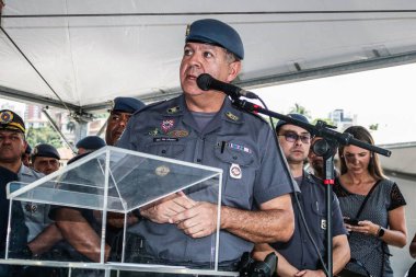 Medal Award Ceremony for Policing Sao Paulo. February 09, 2023, Sao Paulo, Brazil: The ceremony that took place at Charles Miller Square, Pacaembu, on Thursday (9), had the participations of Mayor Ricardo Nunes of Military Police troop