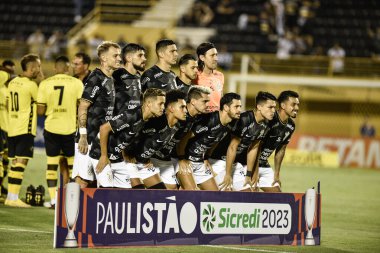 The Sao Bernardo do Campo team beats Corinthians for the Paulista Championship. February 9, 2023. Brazil, Sao Paulo, Sao Bernardo do Campo: Match between Sao Bernardo FC and Corinthians, valid for the 7th round of the Paulista Football Championship