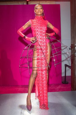 KitchenAid & Marta Del Rio launch the 2023 Hibiscus Color of the Year Collection - New York Fashion Week. February 09, 2023, New York, New York, USA: A model poses for the presentation as KitchenAid &amp