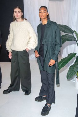 New York Men's Day - Presentation - February 2023 New York Fashion Week. February 10, 2023, New York, New York, USA: Models pose during the Kent Anthony presentation at Daylight Studio during New York Fashion Week 2023