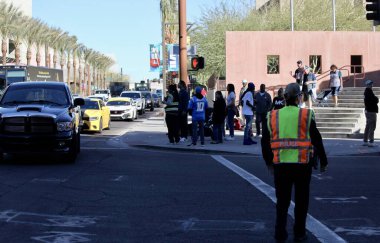 SuperBowl LVII Experience in Phoenix-Arizona . February 10, 2023, Phoenix, Arizona, USA: Fans and lovers of American football visit Super Bowl LVII Experience at Phoenix Convention center in Arizona in search of football stuff to buy