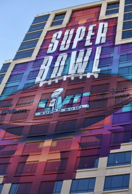 SuperBowl LVII Experience in Phoenix-Arizona . February 10, 2023, Phoenix, Arizona, USA: Fans and lovers of American football visit Super Bowl LVII Experience at Phoenix Convention center in Arizona in search of football stuff to buy