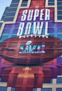 SuperBowl LVII Experience in Phoenix-Arizona . February 10, 2023, Phoenix, Arizona, USA: Fans and lovers of American football visit Super Bowl LVII Experience at Phoenix Convention center in Arizona in search of football stuff to buy
