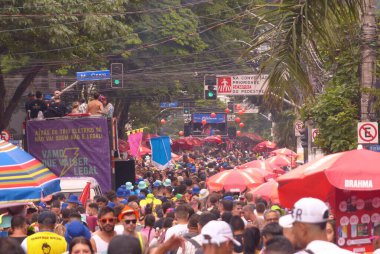 Vem Que Vai Ser Legal Block Carnival. February 11, 2023, Sao Paulo, Brazil: The Vem Que Vai Ser Legal carnival block is playing mainly funk and the marchinhas band Zica brought together a lot of people even in the pouring rain on the streets