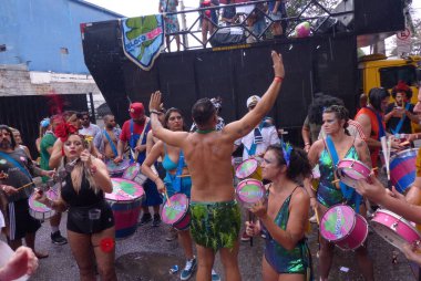 Vem Que Vai Ser Legal Block Carnival. February 11, 2023, Sao Paulo, Brazil: The Vem Que Vai Ser Legal carnival block is playing mainly funk and the marchinhas band Zica brought together a lot of people even in the pouring rain on the streets