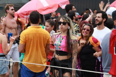 Parade of the Sargento Pimenta Carnival Street Block. February 11, 2023. Brazil, Sao Paulo: Parades of the Bloco do Sargento Pimenta, on Saturday, February 11, 2023, on Avenida Faria Lima in Sao Paulo. Credit: 